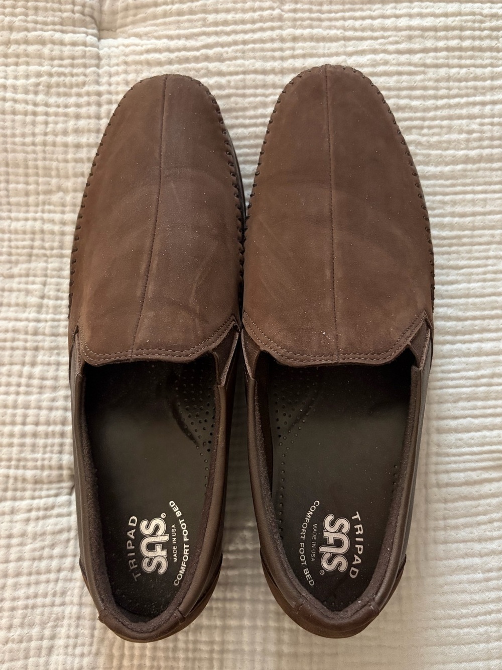 SAS Dream Women’s Coffee Brown/Turf Suede Slip-On Tripad Loafers - SZ 11